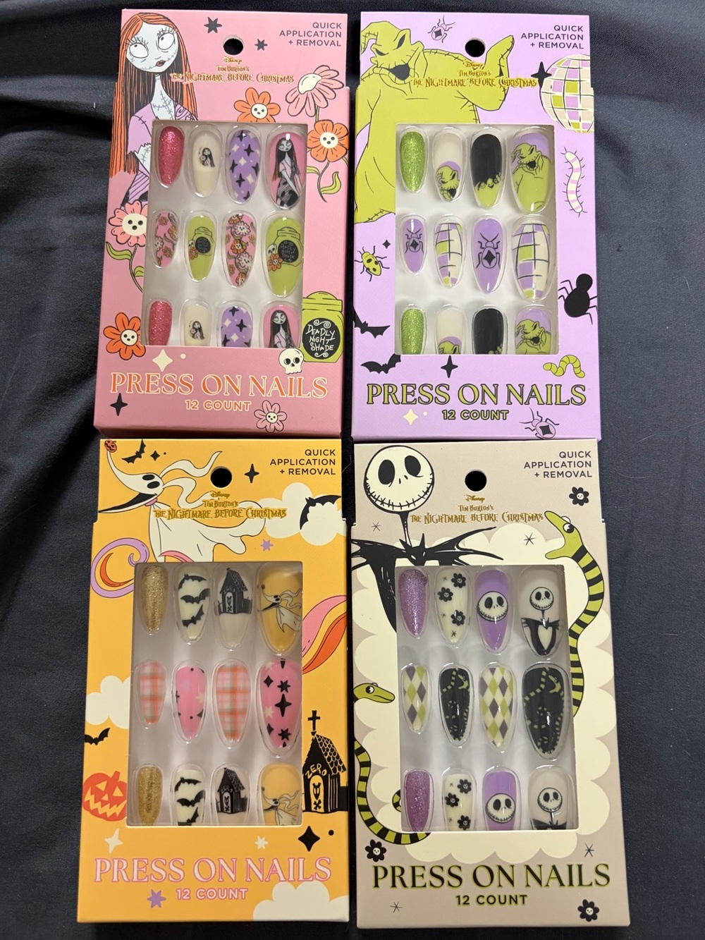 Set of 4 Disney Tim Burton Nightmare Before Christmas Press On Nails BN